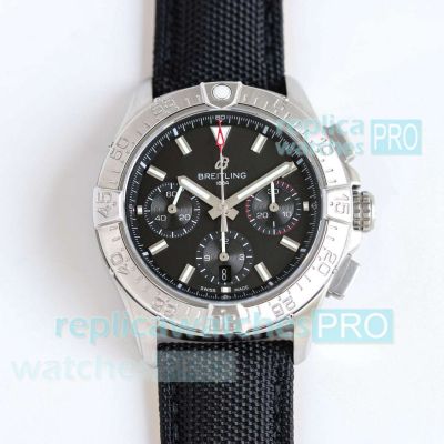 Swiss Copy Breitling Black Avenger 7750 Chronograph Leather Strap Watch 